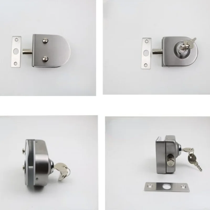High Quality Stainless Steel Entry Gate 10-12mm Glass Swing Push Door Lock Locks W Key Single Side Key Lock Box