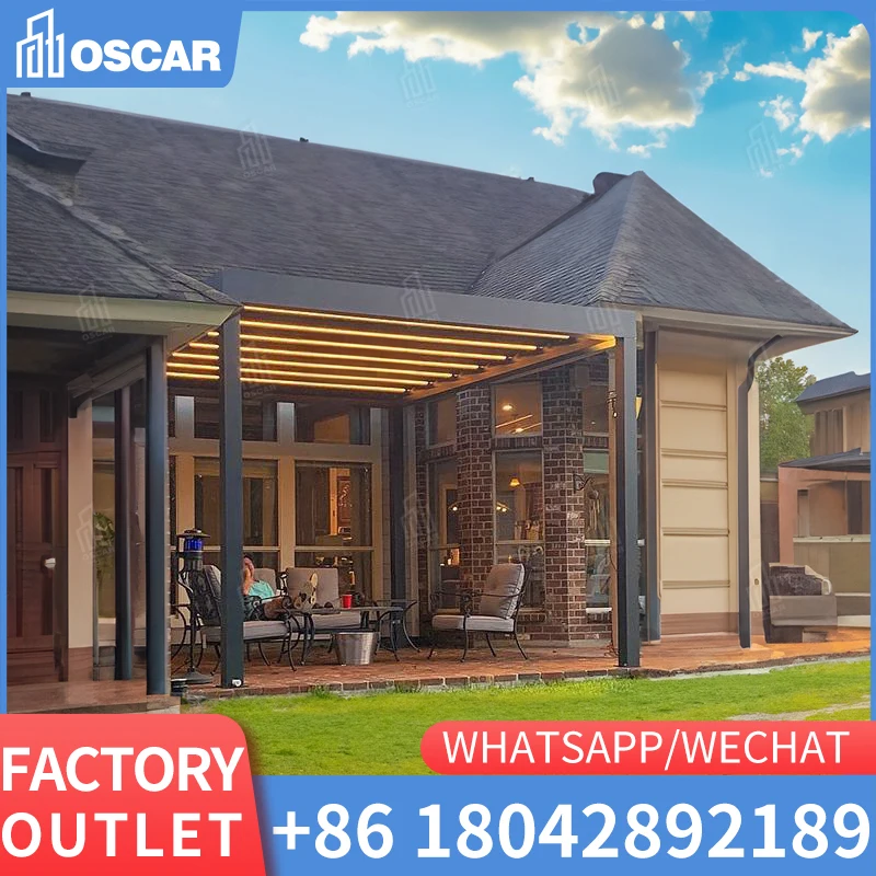 

Motorized Outdoor Living Waterproof Electric Furniture Louver Roof System Awning Snowproof Luxury Pergola