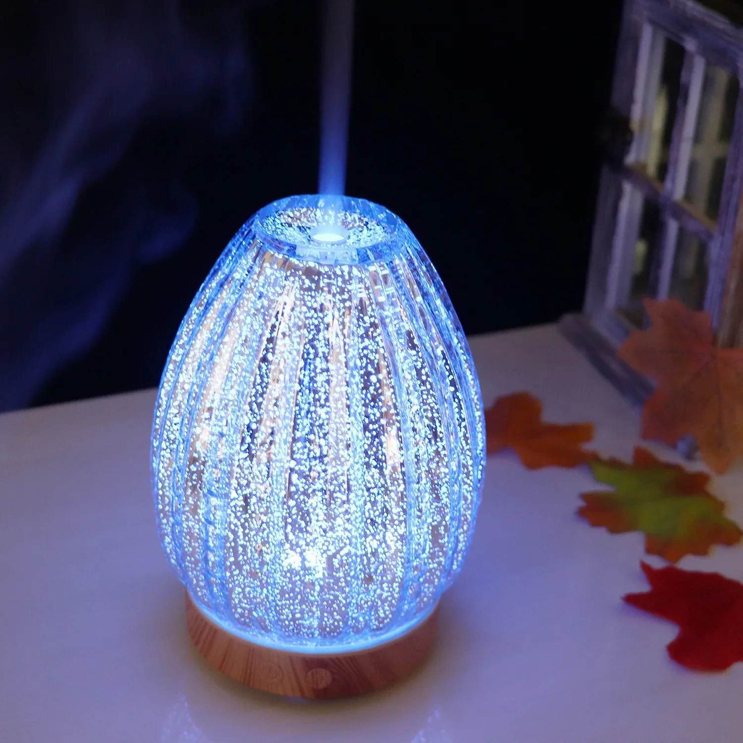 New 3D Glass Aromatherapy Machine Colorful LED 100ml 5V Essential Oil Diffuser Air Humidifier Home Creative Pattern