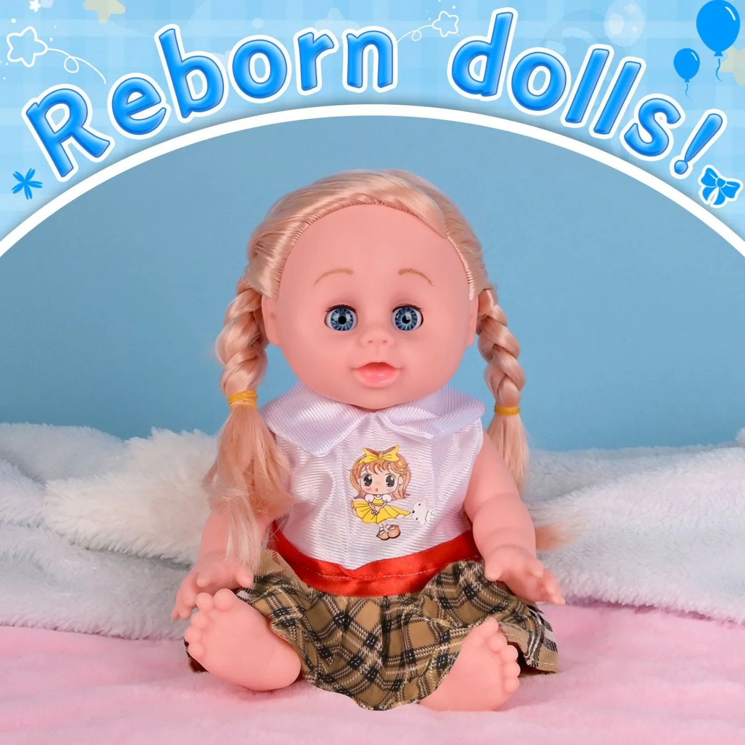 ตุ๊กตาจำลองน้ำหนักเบาแบบนุ่ม |   ตุ๊กตาหน้าเต็มตัวน่ารัก พร้อมผมหางม้าสองหางสีทอง เสื้อและกระโปรงลายสก็อตเข้าชุดกัน |   วันเกิด/วันหยุด