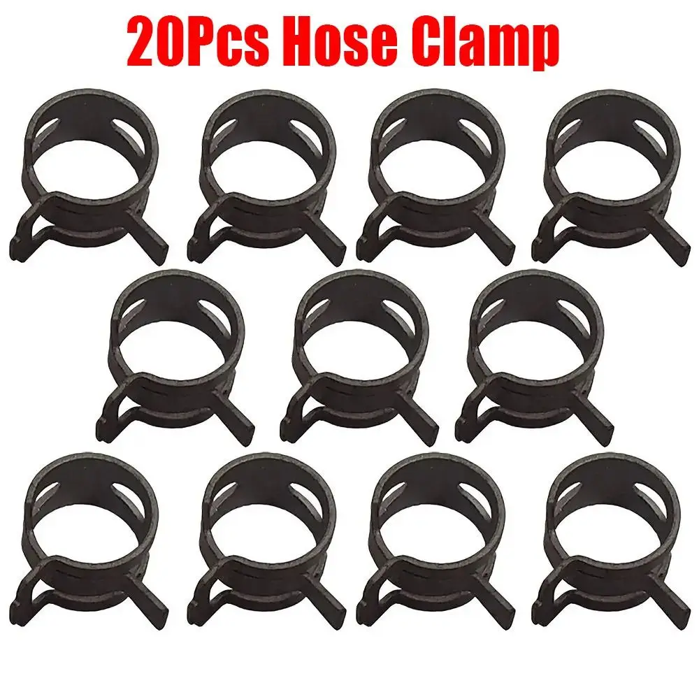 20Pcs/Lot Black Elastic Buckle for Fuel Oil Line Water Hose Pipe 5mm-27mm Fastener Pipe Hoop Spring Clips Tube Clamp