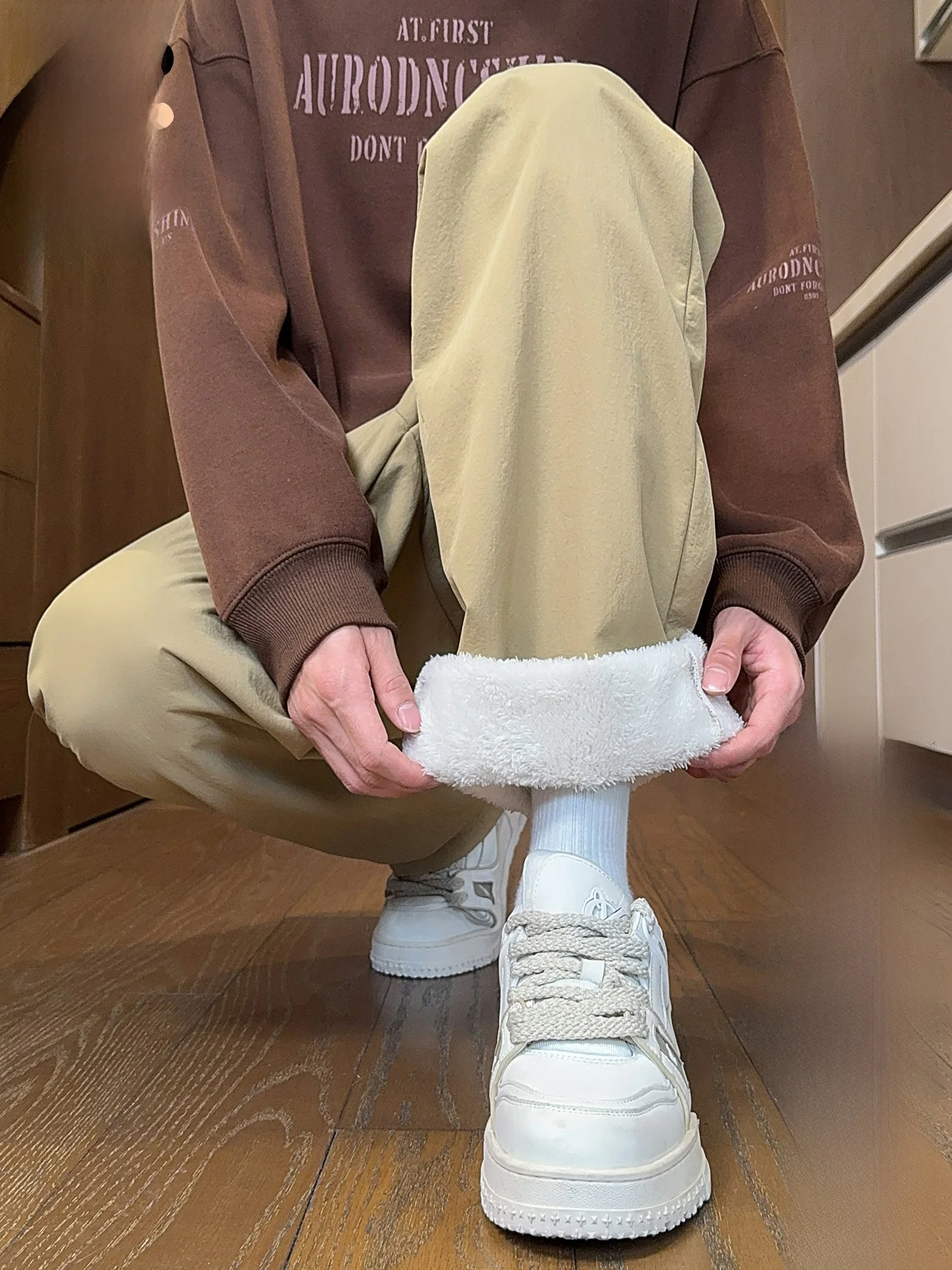 

Мужские повседневные брюки PaulFrank из теплого бархата, свободные прямые брюки, зимние спортивные брюки, удобные, повседневные, модные