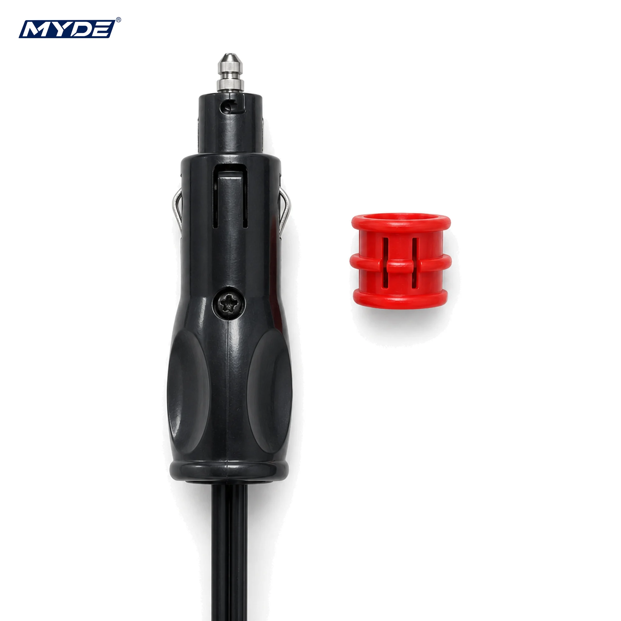 MYDE 2m Car Refrigerator Power Cord, Cigarette Lighter Plug to Right-Angle 2-Slot Connector, Black