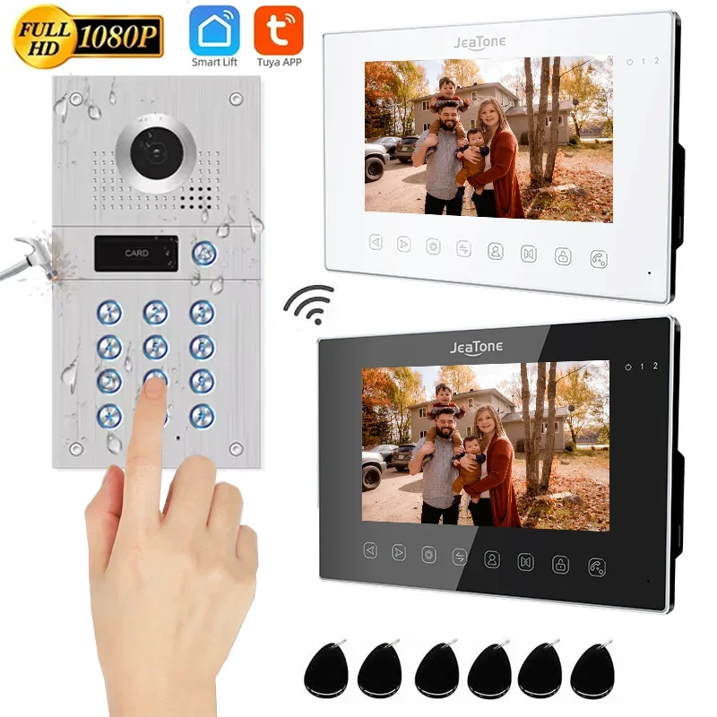 

Jeatone 1080P 7Inch WiFi Video Intercom With RFID Code Keypad Unlock Tuya Smart Home Touch Monitor Access Control System Protect