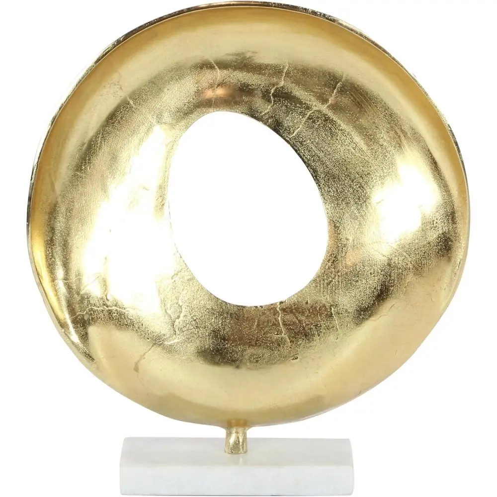 

Gold Aluminum Geometric Sculpture with Marble Base, 15x4x17 Home Decor Accent