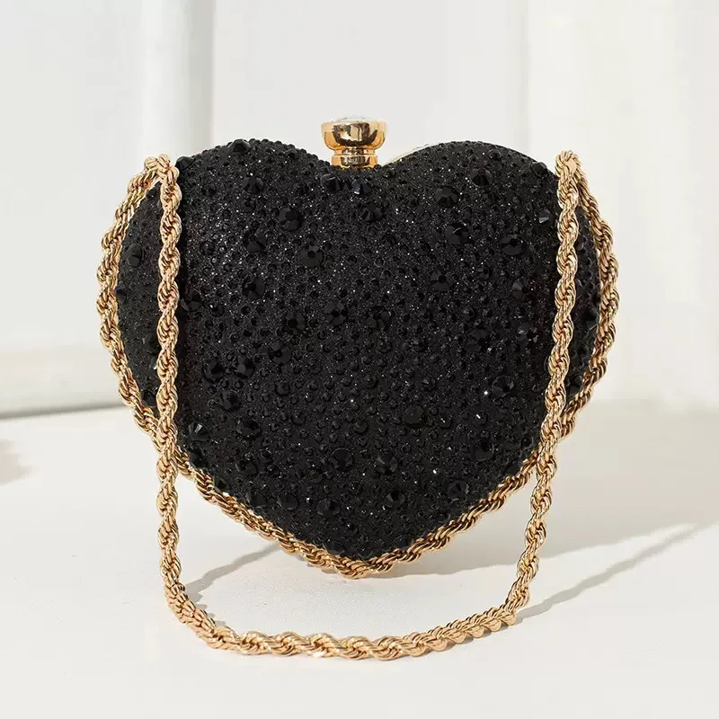

Роскошный бриллиантовый инкрустация в форме сердца, клатч с кристаллами, кошелек с камнями, вечерняя свадебная вечеринка, сумка на плечо с ручкой, мини-сумочки со стразами