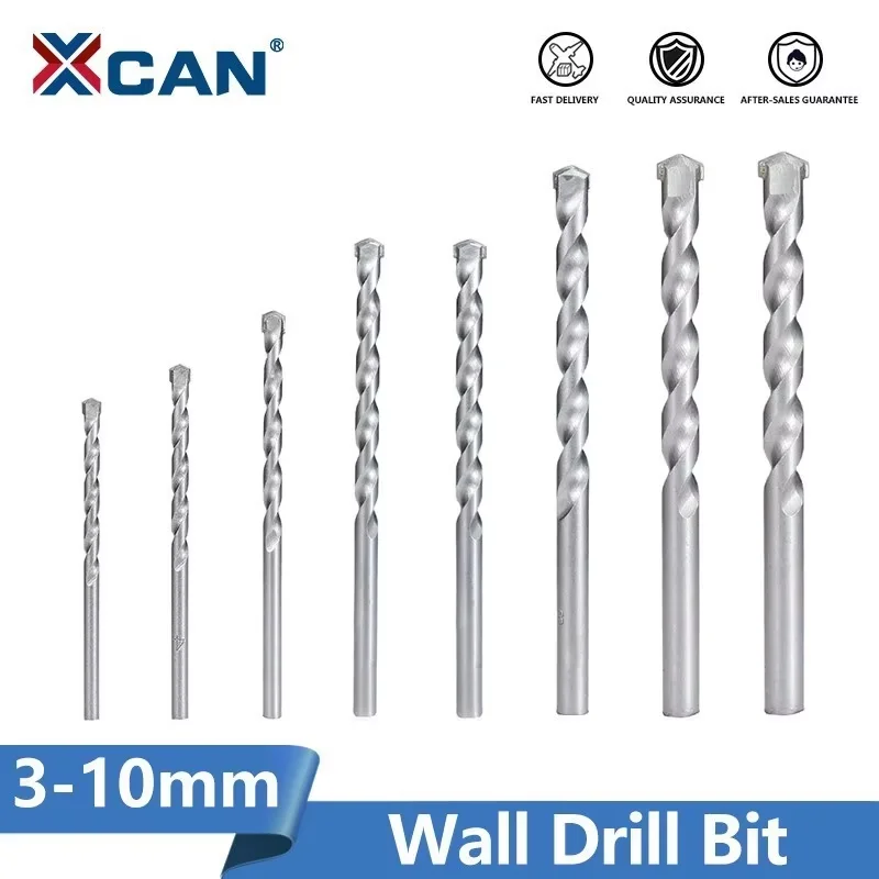 XCAN 1/5/8 Stück Wand-Mauerwerk-Bohrer mit Hartmetallspitze für Ziegel, Beton, Marmor, Fliesen, Stein, 3/4/5/6/7/8/9/10 mm