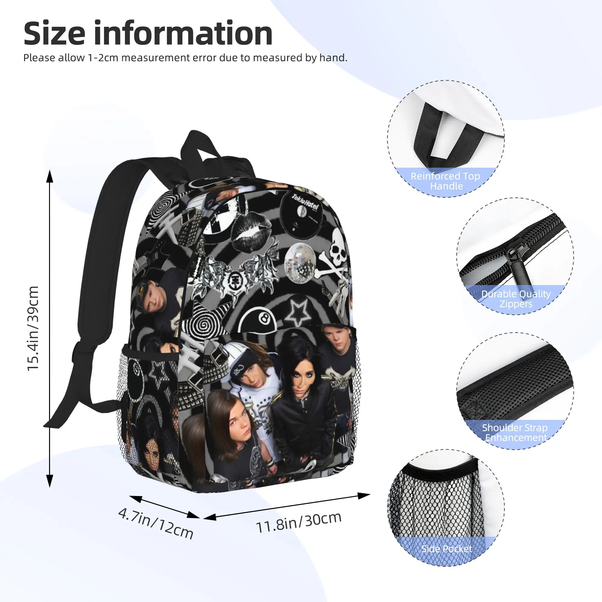 Tokio Hotel Emblem Backpack Hot Sale Daypack Large Capacity Boys Girls BookBag Shoulder Bags for Men Women School Bag