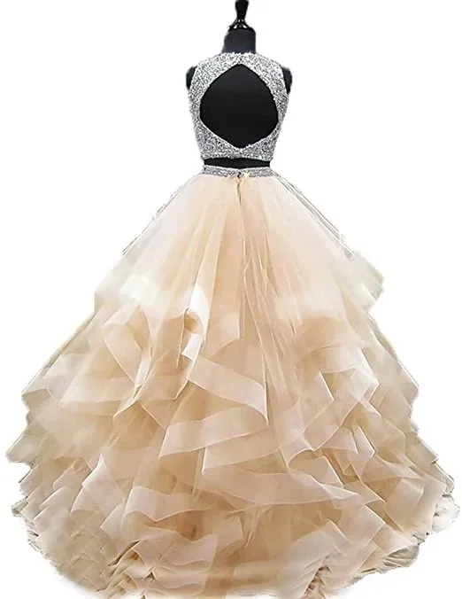 GUXQD 2 Cái Bầu Quinceanera Áo Gợi Cảm Tạo Sự Lấp Lánh Chiếu Trúc Hạt Pha Lê Sweet 16 Hóa Trang Công Chúa Sinh Nhật Áo Choàng