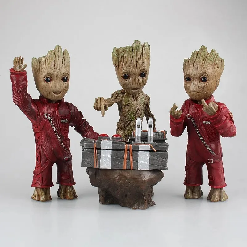 8 قطعة سلاسل المفاتيح Groot الديكور أنيمي عمل أرقام لعبة لطيفة Q أرقام سيارة حقيبة مفاتيح الديكور نماذج هدايا عيد ميلاد الأطفال
