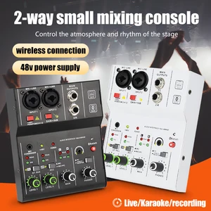 Likheung 2 قناة احترافية محمولة واجهة الصوت وحدة التحكم لوحة الصوت مصغرة USB خلاط لتسجيل الغيتار استوديو الغناء أفضل 5 مبيعات لوحة صوت - رقم 1
