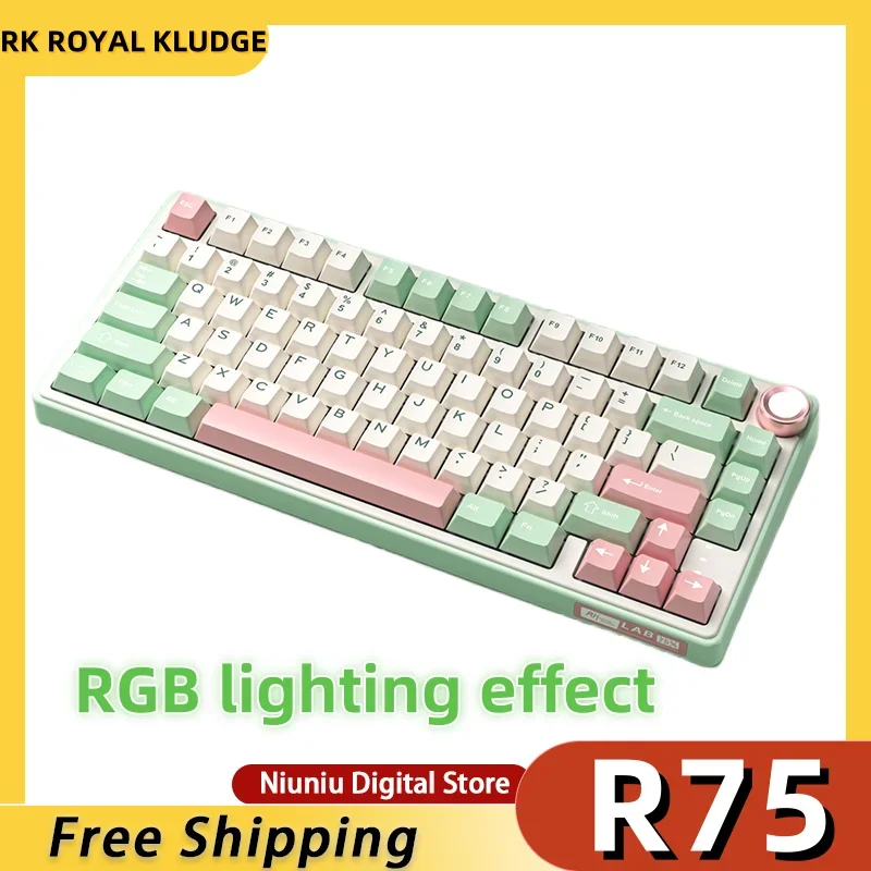 

RK R75 customized wireless mechanical keyboard HIFI experience Bluetooth three-mode gasket hot-swappable RGB e-sports game