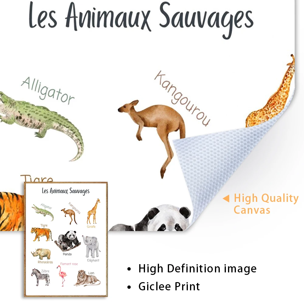 التعليم الفرنسي المشارك الأبجدية الحيوانات الطقس النظام الشمسي جدار الفن طباعة حائط لوح رسم صور الاطفال الفصول الدراسية ديكور