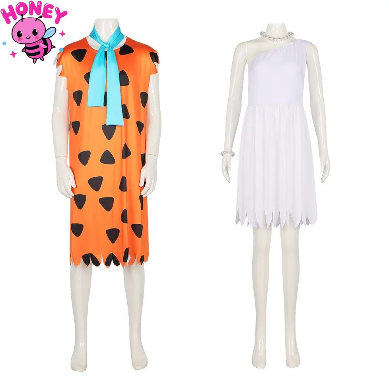 

Fred Cosplay Primitive Savages Costume Halloween Adult Couple Caveman Wilma Flintstone Men Women Cosplay Party Outfit