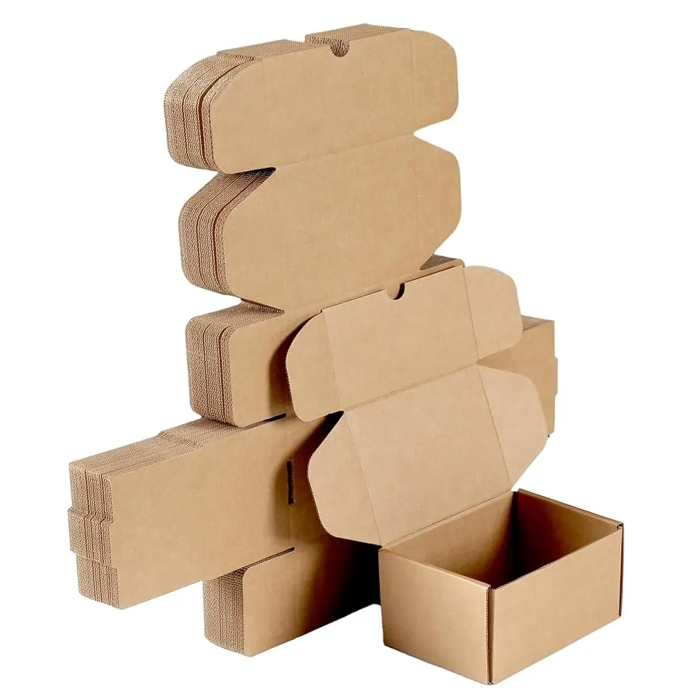 

25 штук, 6x4x3 дюйма, маленькие почтовые коробки, коричневые гофрированные картонные коробки для отправки почты, хранения, упаковки подарков для малого бизнеса