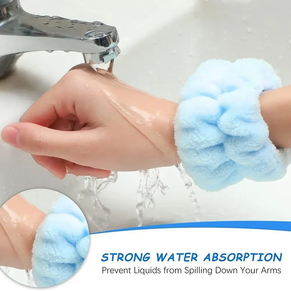 Spa-hoofdband voor het wassen van gezicht Polsbandenset Spons Make-up Huidverzorging Hoofdband Polshanddoeken Bubble Soft Get Ready Haarband voor vrouwen