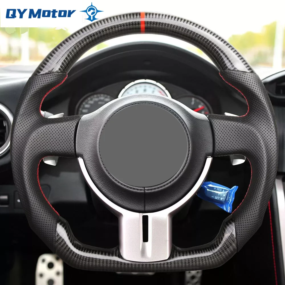 Real Carbon Fiber Perforated Leather Steering Wheel Fits 2012-2016 Toyota GT 86 Subaru BRZ FR-S