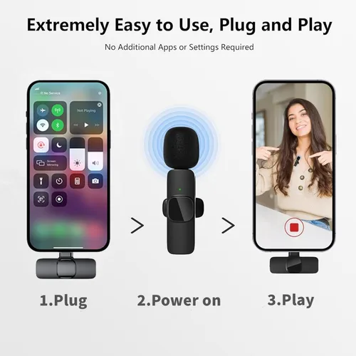 Imagen 2 del producto Micrófono inalámbrico para teléfono, micrófono Lavalier inalámbrico para iPhone, grabación de vídeo, transmisión en vivo, mini micrófono