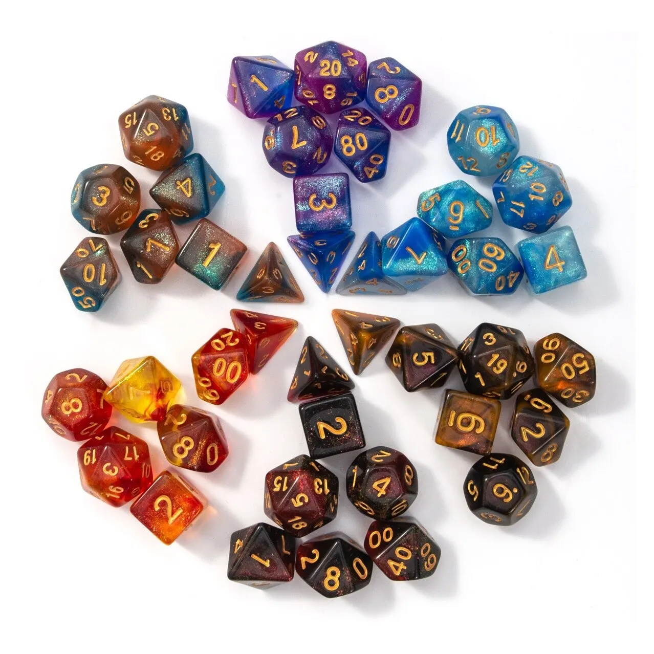 New Dual Color Multi Faced Dragon And Dungeon Game Dice Board Game Color (7 Pieces Per Set)