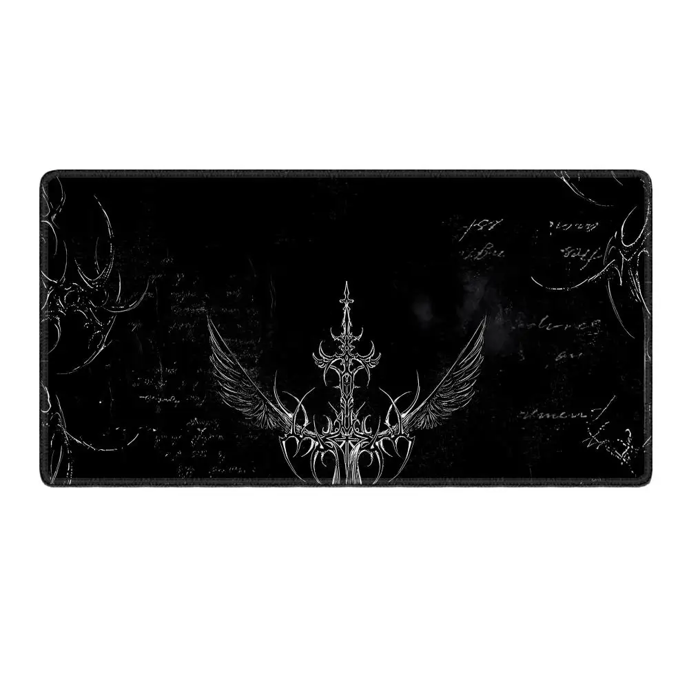 Stylowa podkładka pod mysz z motywem Sword Art, duża, antypoślizgowa, wykonana z gumy, rozmiar XXL, gotycki wzór, czarna, akcesoria do komputera i gier, podkładka pod klawiaturę. — zdjęcie produktu 7
