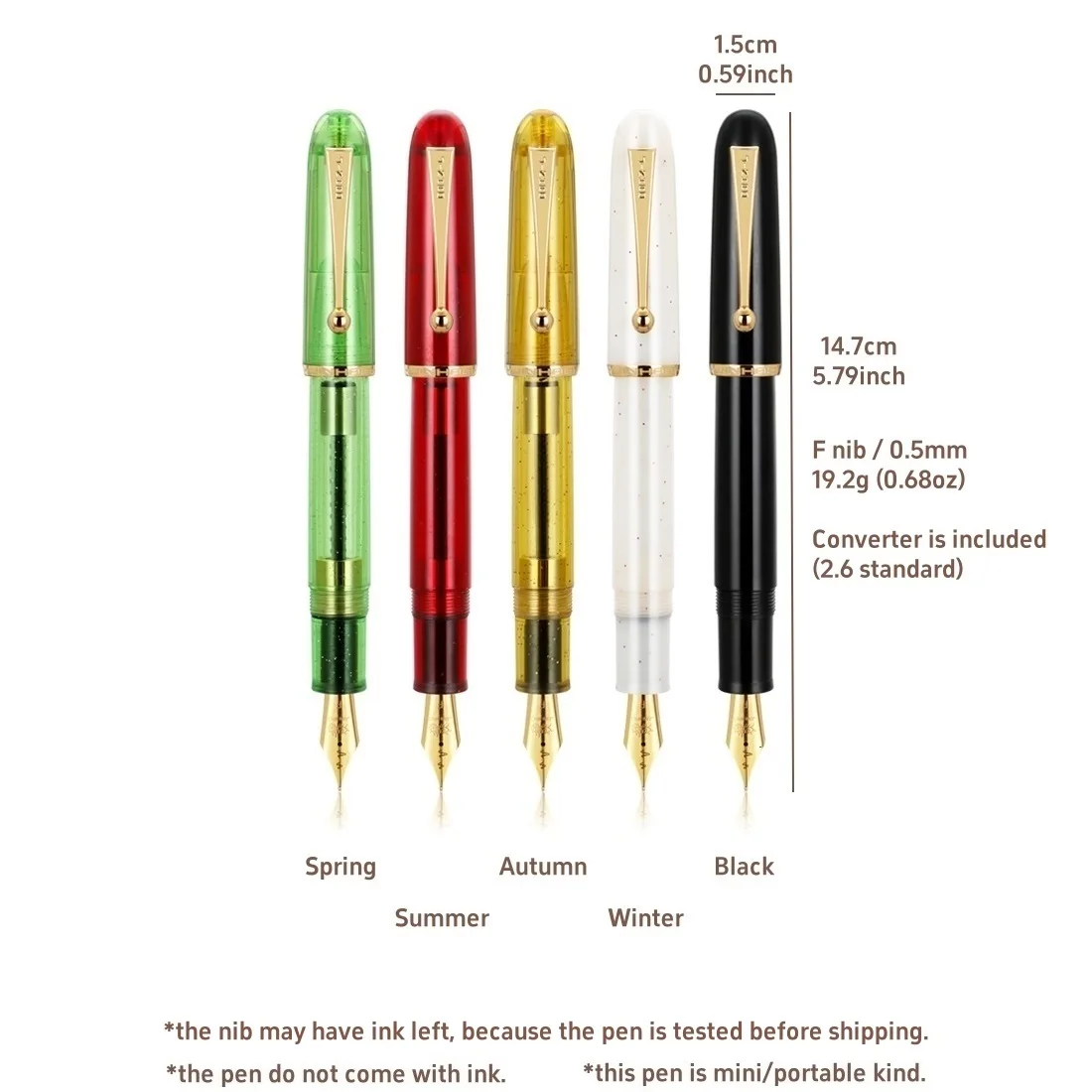 Imagem -05 - Four Seasons Caneta-tinteiro Transparente Barril Portátil Clipe Heartbeat f Nib para o Office Signature Escola A7702 Jinhao-9013