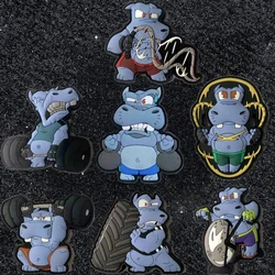 Tacopsgear Fitness Hippopotamus Series 3D Soft PVC Patches German Tactics Hippo Squad Hook&Loop Morale Badge Backpack Appliques