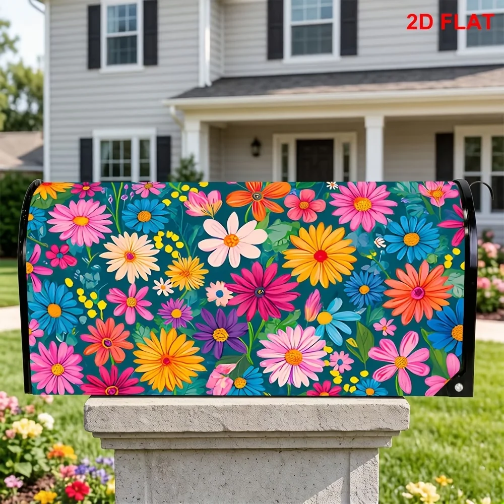 1pc Colorful wildflower themed mailbox cover, suitable for outdoor mailbox decoration for spring, summer, yards and gardens