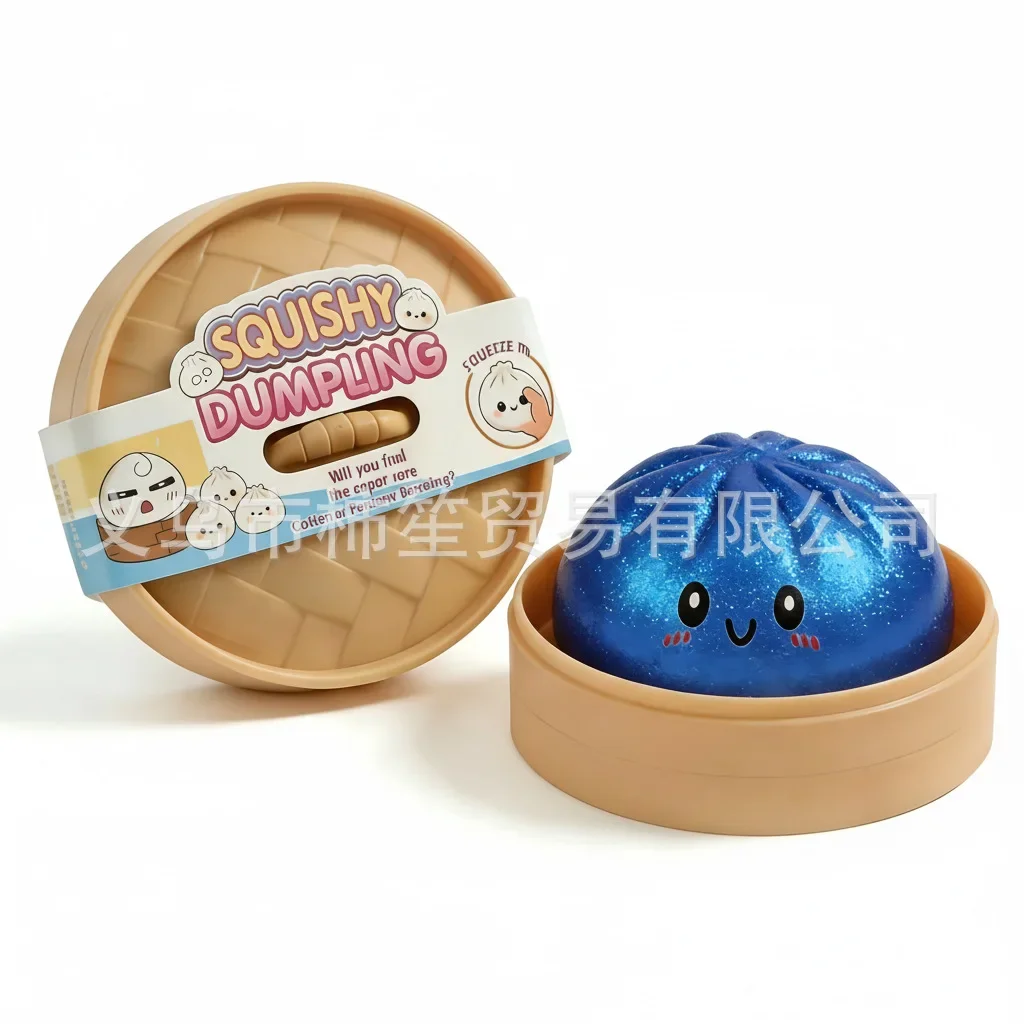 Geld-Glitzer-Hai-Knödel-Squishy-Spielzeug, weiches, langsam rückfederndes Squishy-Spielzeug, Fidget-Spielzeug mit Dampfgarer, gedämpfter gefüllter Brötchen-Squishy zum Kneifen