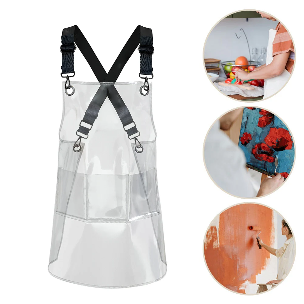 

Fashion Kitchen Apron Reusable Waterproof Transparent Apron Unisex TPU for Kitchen Hair Salon Barber Barista Household Supplies