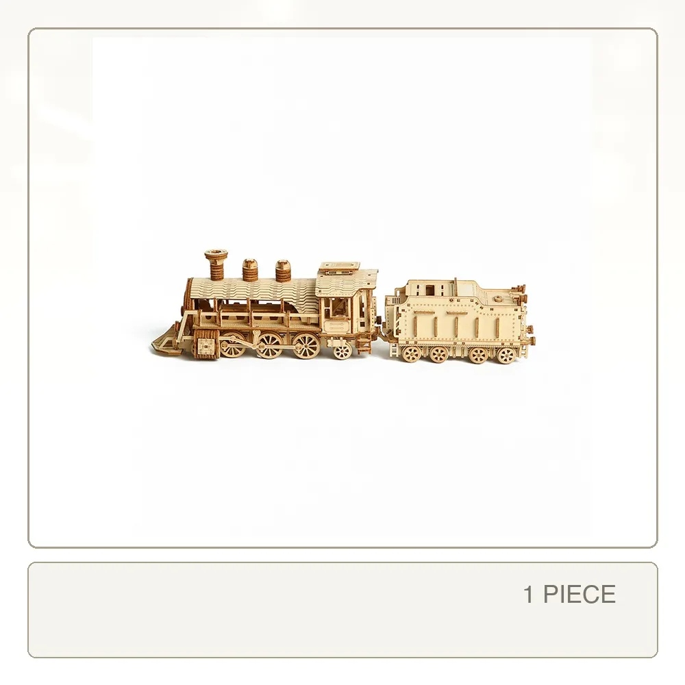 DIY 3D Wooden Model Small Train Model Building Block Jigsaw Assembly Kits Educational Model Toy for Children Adults view 2