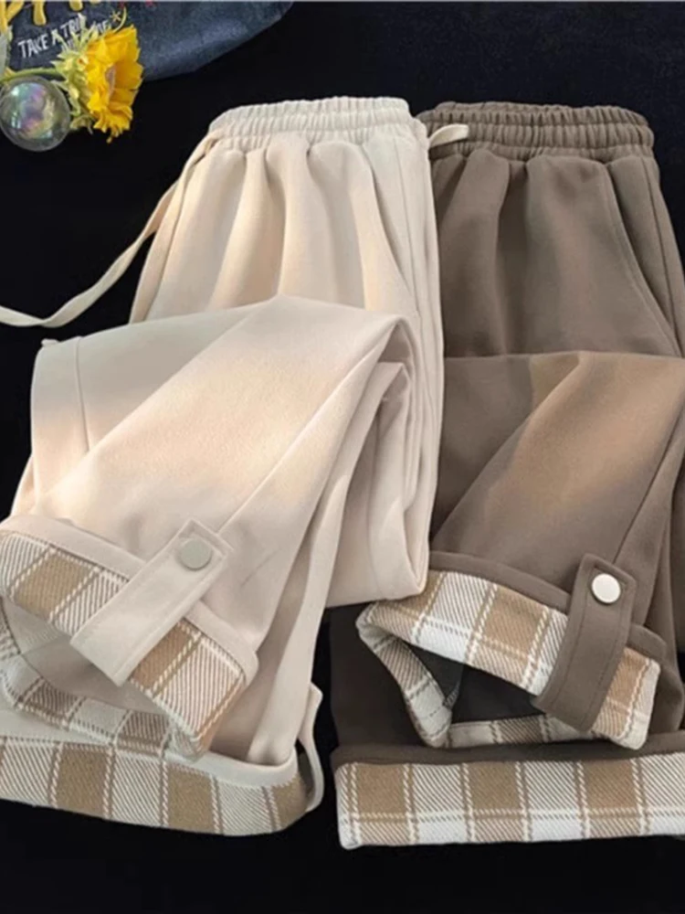 

Весна-лето больших размеров, мужские широкие повседневные брюки, расклешенные брюки в клетку, очень большие прямые брюки, свободный крой, молодежная мода