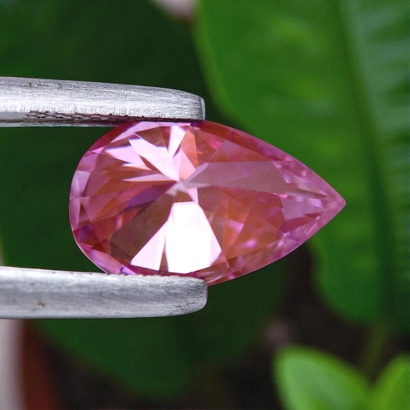 

Moissanite Pear Cut Sakura Pink Colored Diy Charms Jewelry Making Materials Pass Diamond Tester with Certificate