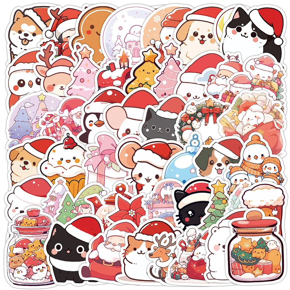 

10/30/50pcs Kawaii Christmas Animal Cartoon Stickers Cute Funny Decals Laptop Notebook Phone Suitcase Stationery Sticker Kid Toy