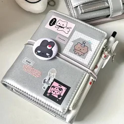 DIY Handbook Ins Wind Silver Loose-leaf Handbook Schedule Book Notes Diary Book(cover soft leather may be creases at the straps)