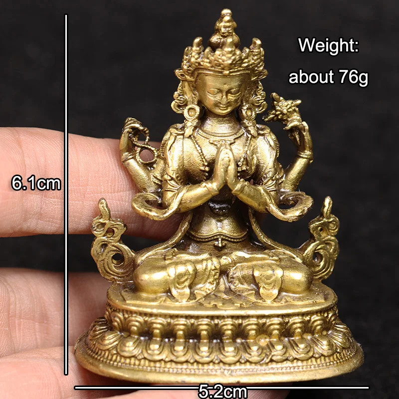 1 قطعة تمثال أفالوكيتسفارا الأربعة المسلحة العتيقة راعي التبت تمثال القديس ديكور المنزل الحرفية