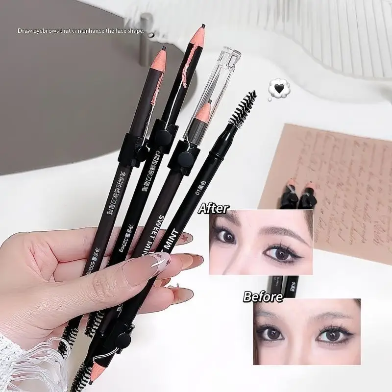 2Pcs Double-ended Eyebrow Pencil Makeup Eyebrow Enhancers Cosmetic Art Wooden Waterproof Brown Coloured Draw Eye Brow Pen Makeu.