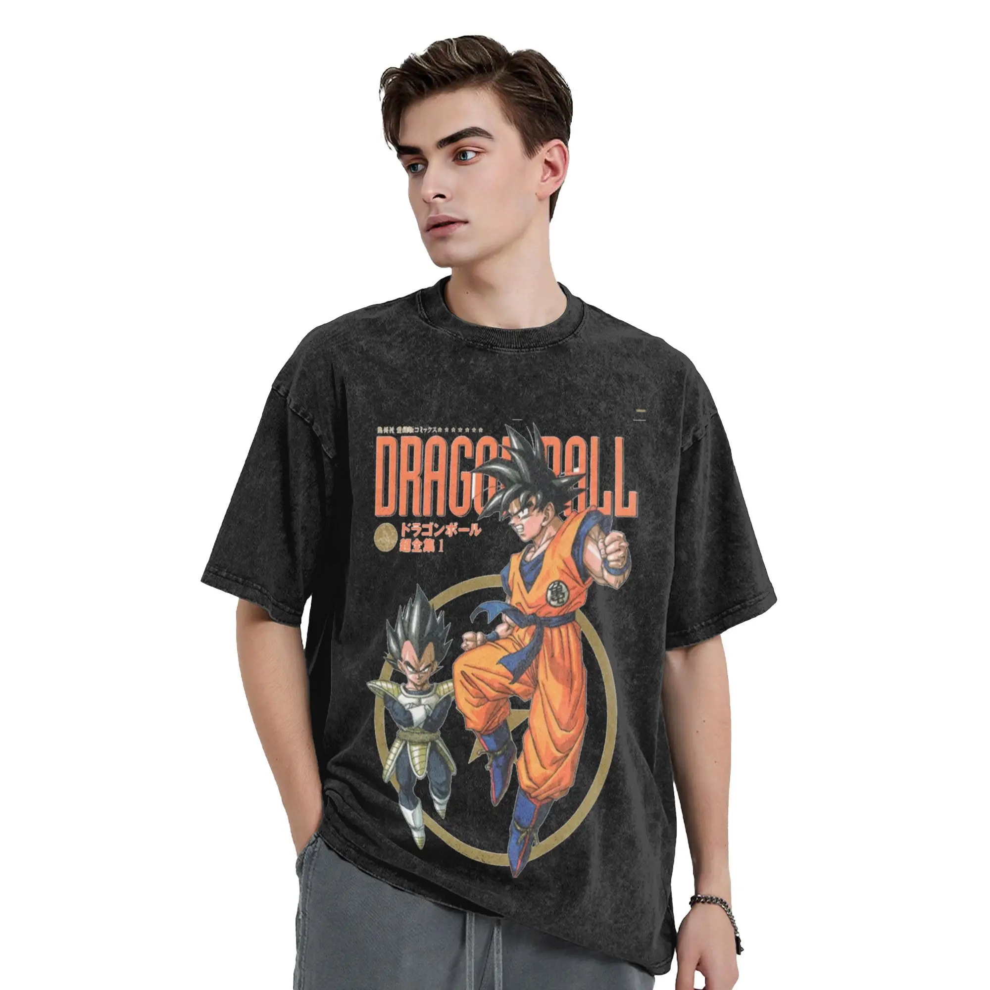 Kemeja Dicuci Saiyan Bros Pakaian Dragon Ball DragonBall Kaus Baru Pakaian Jalanan Longgar Kaus Musim Panas Lengan Pendek