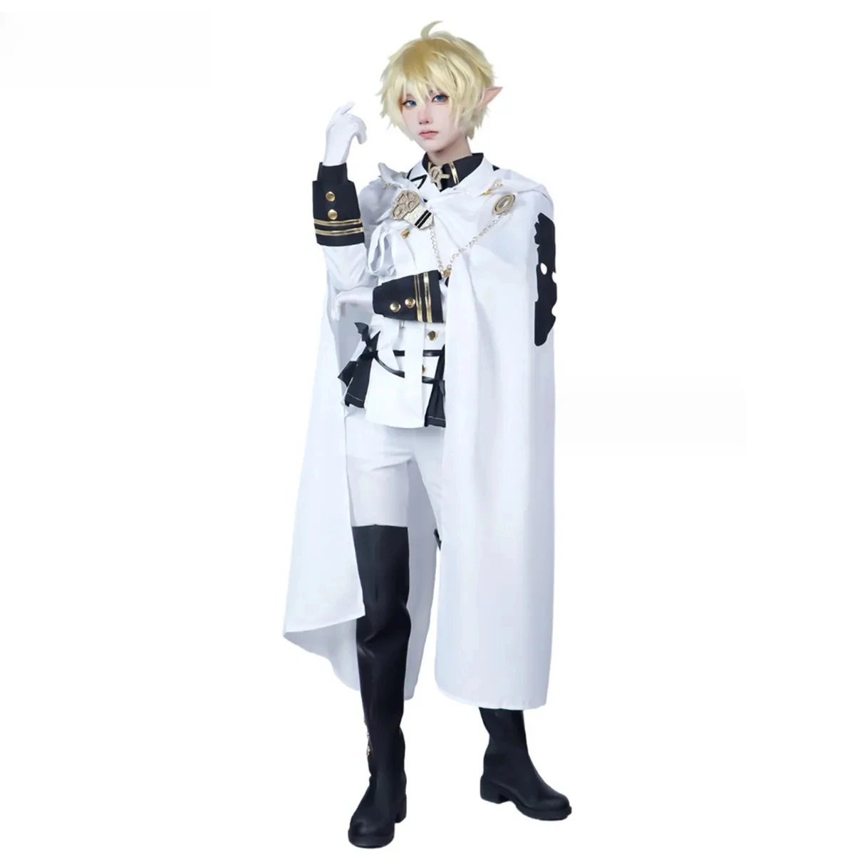 

Anime Seraph of The End Hyakuya Mikaela Cosplay Costume Hyakuya Mikaela Suit Uniform Halloween Party Role Play Outfit for Men