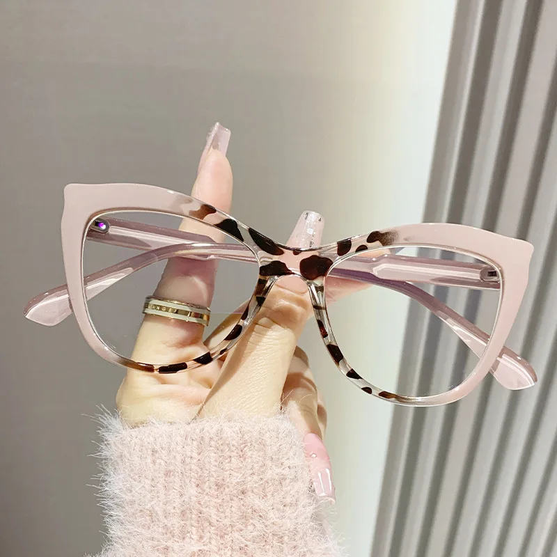 Gafas de ojo de gato a la moda para mujer, montura de gafas personalizada bloqueada por Color, nuevas gafas transparentes antiluz azul para ordenador