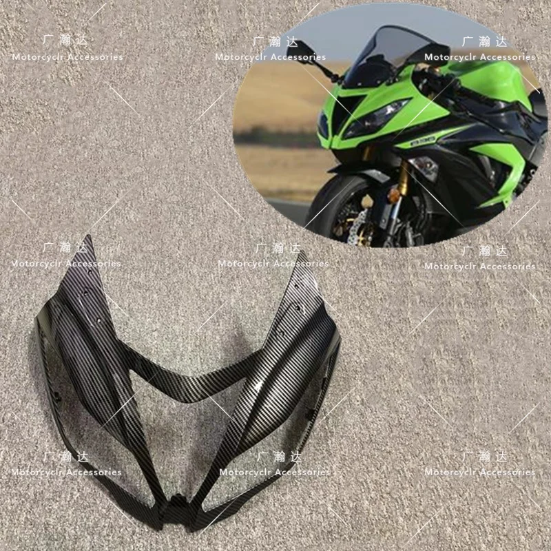 Motorcycle Carbon Fiber Paint Upper Front Fairing Cowl Nose Fit For Kawasaki Ninja ZX6R ZX363 2013-2018 2017