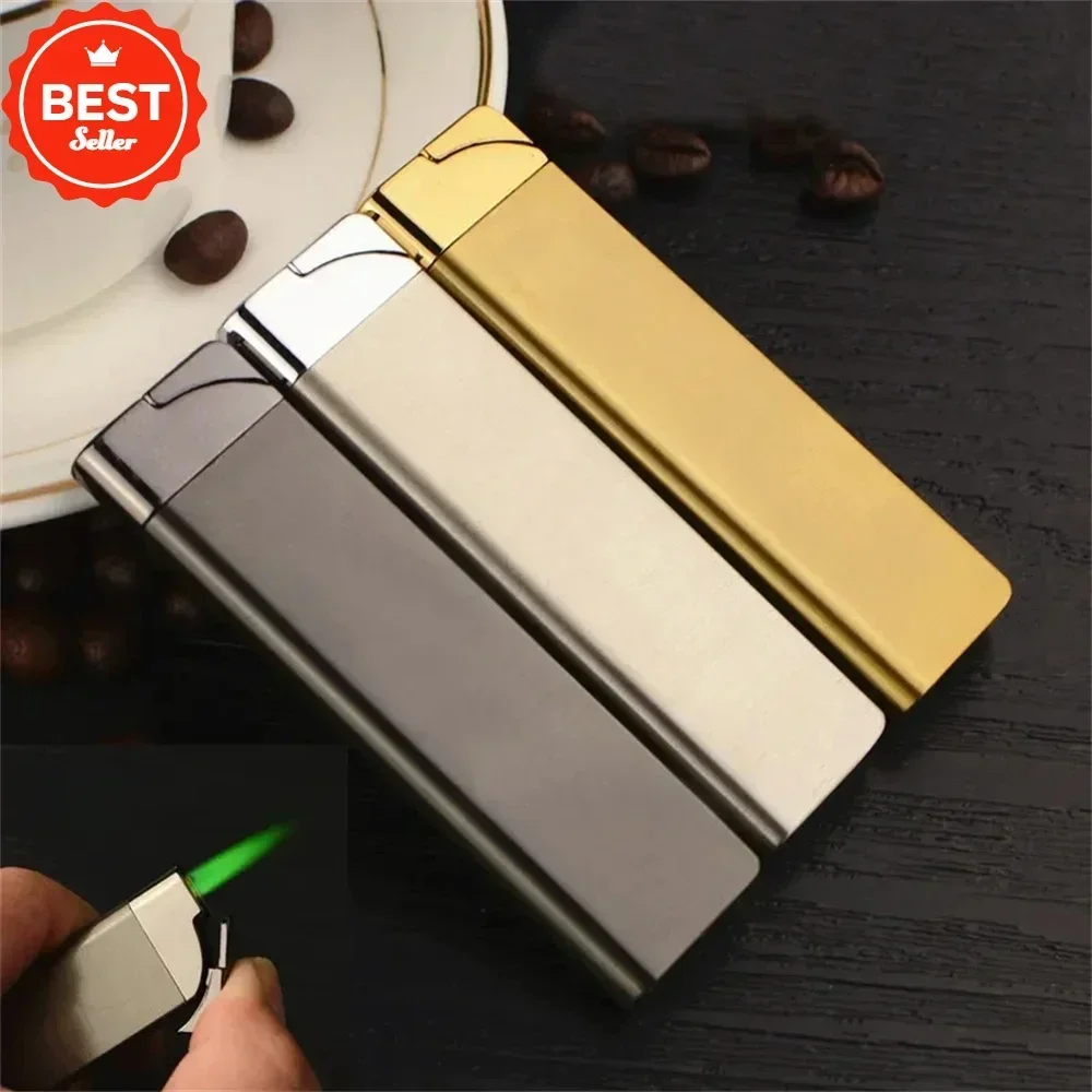 

2024 Ultra Thin Metal Lighter Ultra Thin Metal Shell Torch Turbo Outdoor Jet Straight Fire Gas Butane Welding Cigarette Lighter