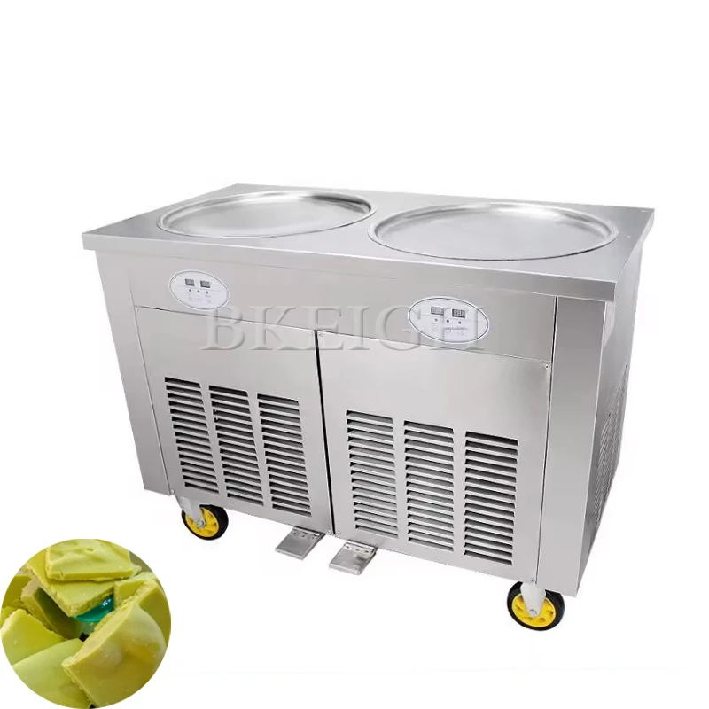 2024 Double Plate Thai Roll Fried Ice Cream Machine Small High Power Stir Frying Ice Machine