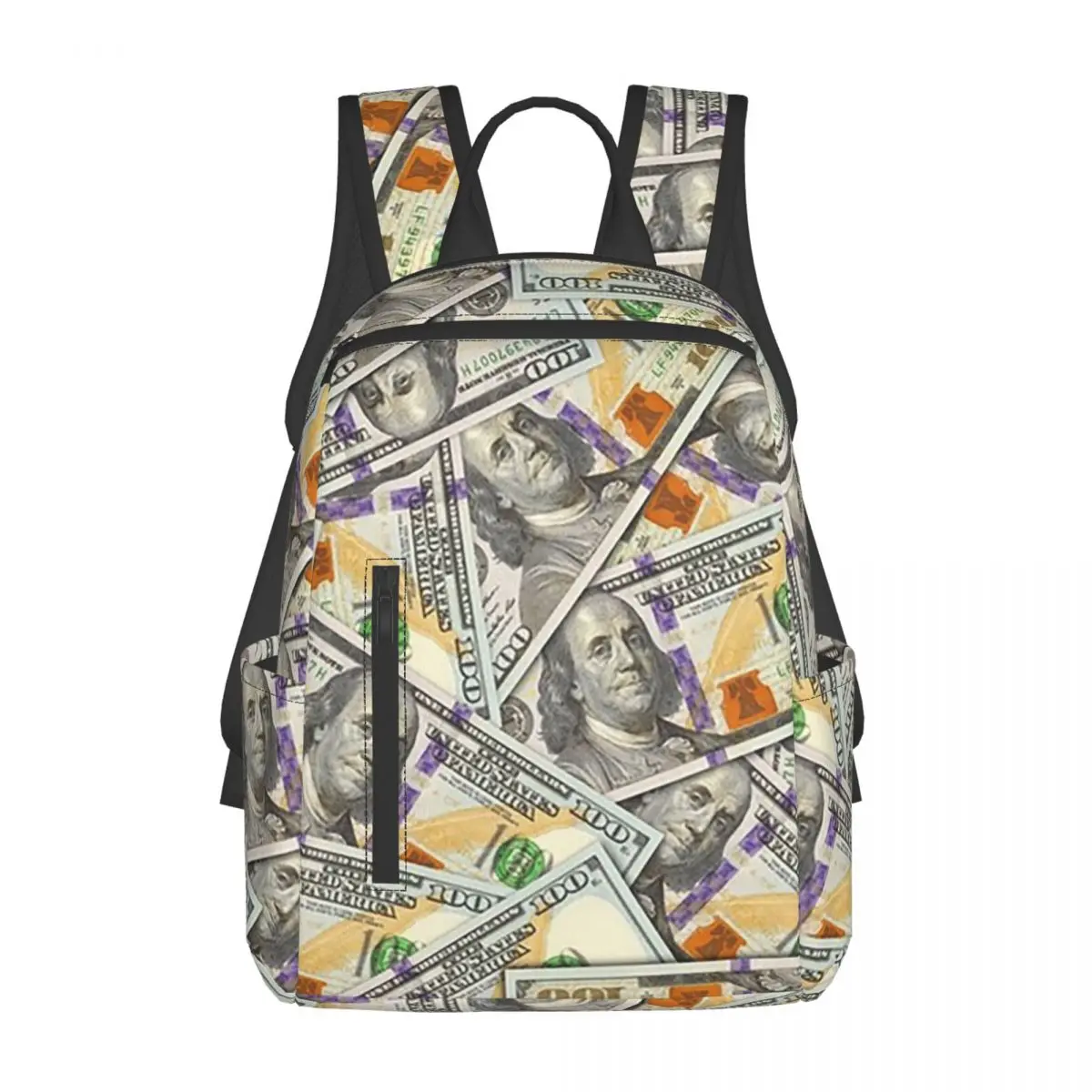 

Giant Money Background 100 Dollar Bills Backpack Daypack Large Capacity Children BookBag School Bag Shoulder Bags for Men Women