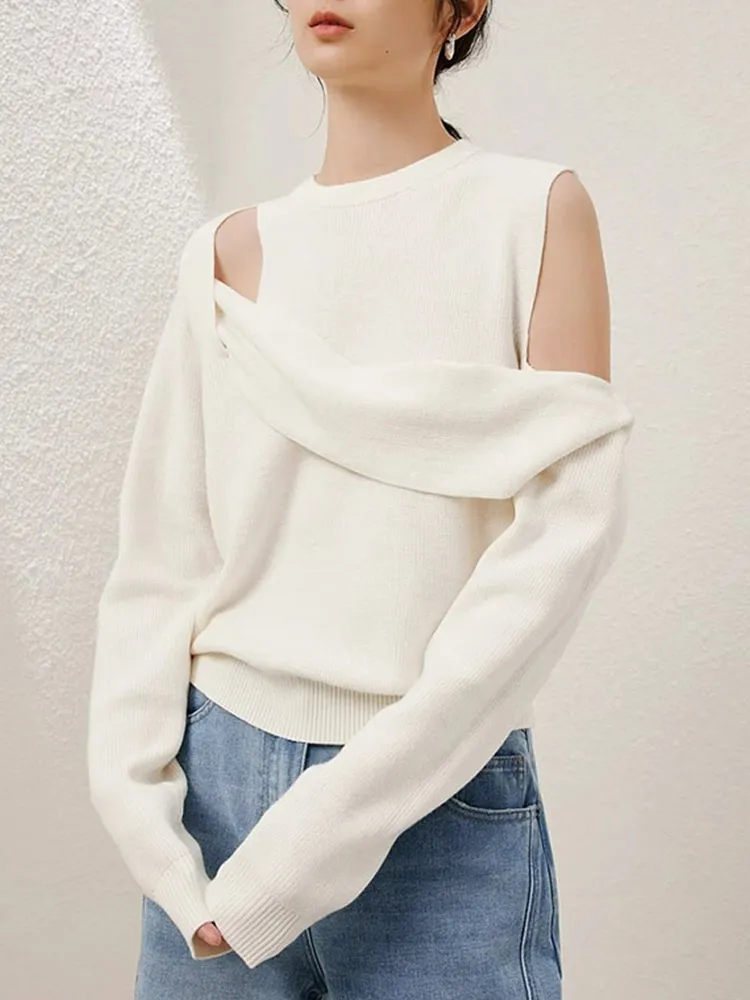 

Цветной круглый вязаный топ Ne oulder с колючками, женский утягивающий асимметричный дизайн, длинный све, новый Sle