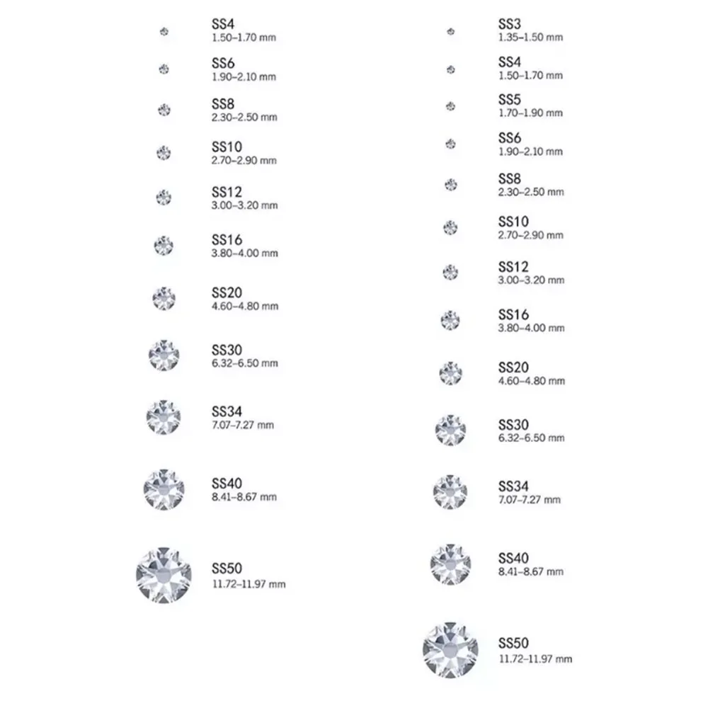 SS6-SS30 Hot Fix Strass Glitter Kristallglas Strass Hotfix Eisen auf Strass Steine für Kleidung Kleidungs stück Dekoration