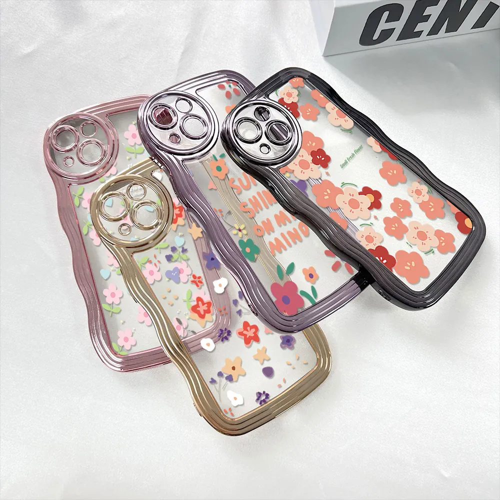 Small Flower Luxury Wave Soft Silicone Case Transparent Plating Back Cover Casing For Infinix Note 12 G96 Hot 12 Play 11S 10 9