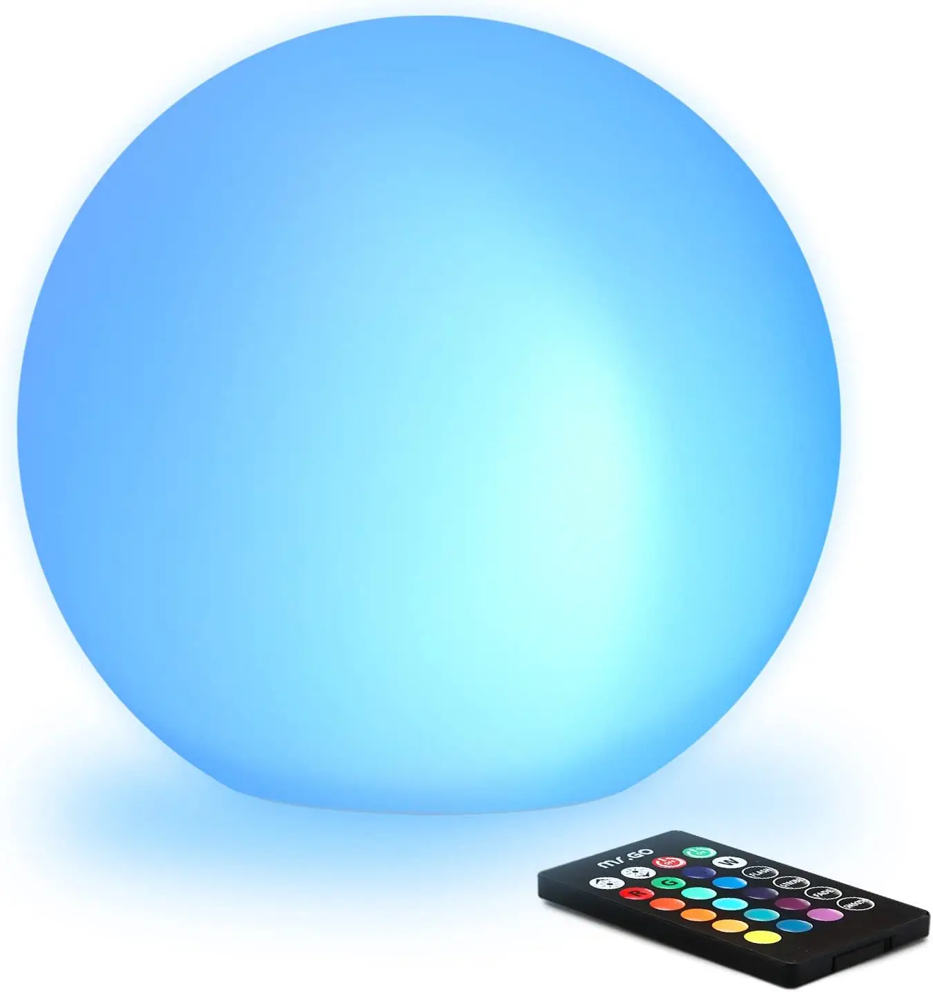 

8-Inch RGB LED Glowing Ball Light with Remote, 16 Colors, 8 Brightness, 4 Modes, Rechargeable, Waterproof, Portable Mood Lamp