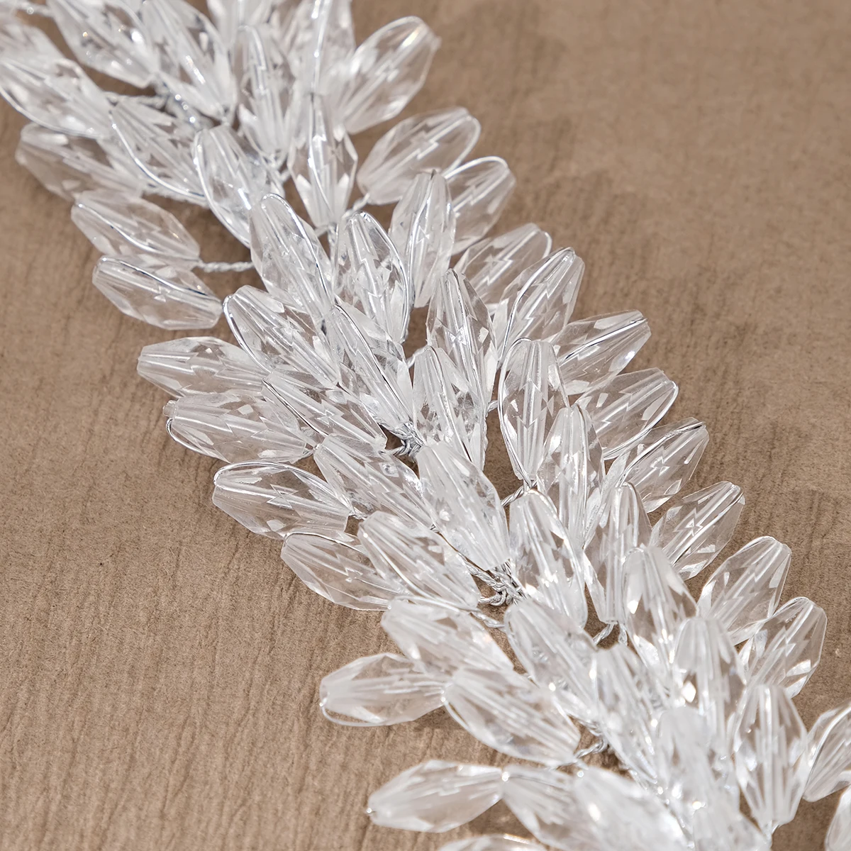 Handmade Silver Crystal Hair Vine for Wedding Bridal Headband Wheat Leaf Hair Accessories for Women Prom Party Tiara Jewelry image 5
