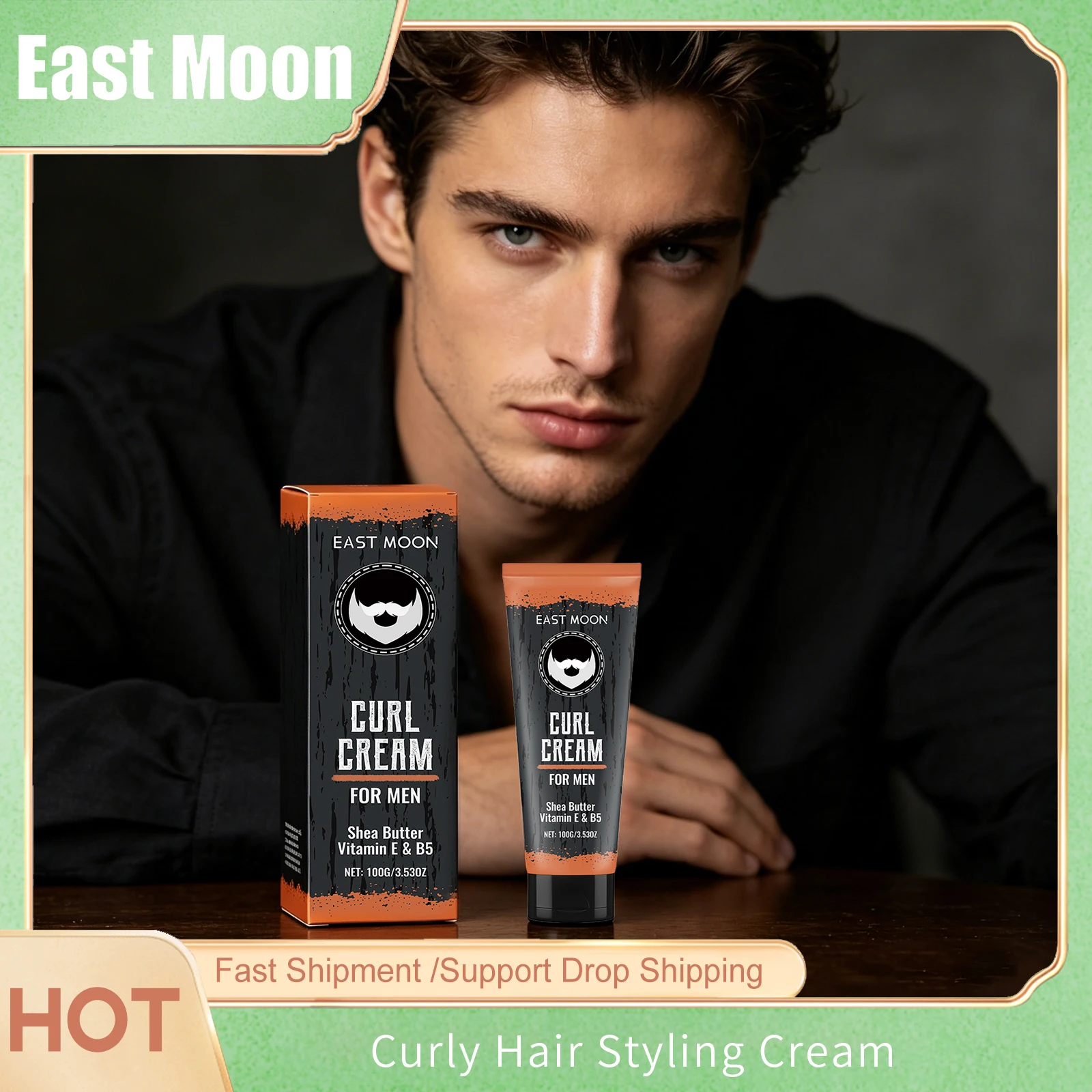 

East Moon Shea Butter Curl Hair Styling Cream For Man Non-Greasy Finished Molding Reduce Dry Edge Control Curly Hair Shaping Wax