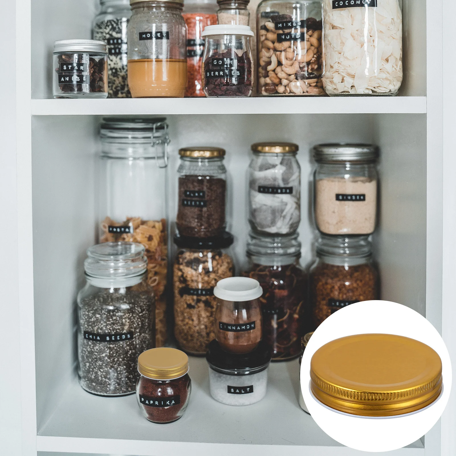 

16pcs 70Mm Tinplate Jar Lids One-Piece Type Air Tight Leak-Proof Mason Jar Covers For Food Storage Dishwasher Safe Kitchen Bar